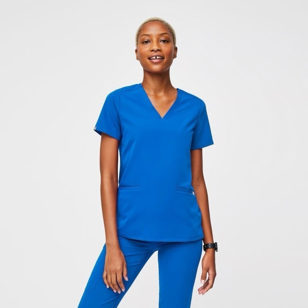 FIGS Scrub Top XXS Royal Blue V-Neck Short Sleeve‎ Technical Collection FW1100